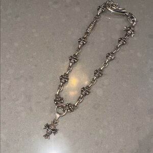 Travis Walker double cross Silver Skull sapphire Necklace/wallet chain HEAVY